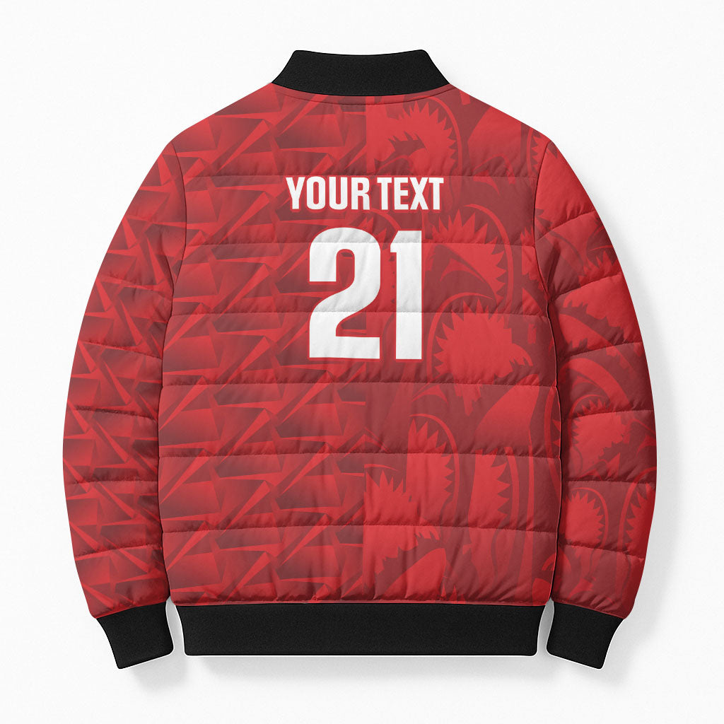 Cabo Verde Kopa di Mundu Custom Bomber Puffer Jacket Atlantic Waves Red Edition