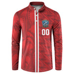 Cabo Verde Kopa di Mundu Custom Button Sweatshirt Atlantic Waves Red Edition