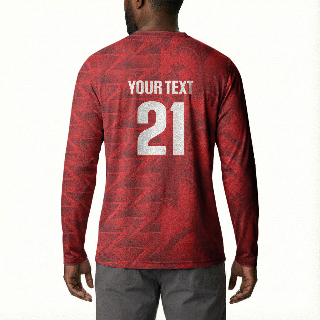 Cabo Verde Kopa di Mundu Custom Button Sweatshirt Atlantic Waves Red Edition