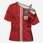 Cabo Verde Kopa di Mundu Custom Cross Shoulder Shirt Atlantic Waves Red Edition