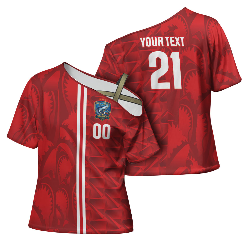 Cabo Verde Kopa di Mundu Custom Cross Shoulder Shirt Atlantic Waves Red Edition