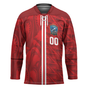 Cabo Verde Kopa di Mundu Custom Hockey Jersey Atlantic Waves Red Edition