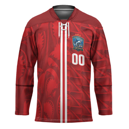Cabo Verde Kopa di Mundu Custom Hockey Jersey Atlantic Waves Red Edition