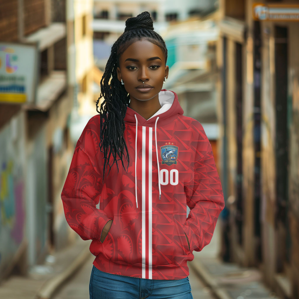 Cabo Verde Kopa di Mundu Custom Hoodie Atlantic Waves Red Edition