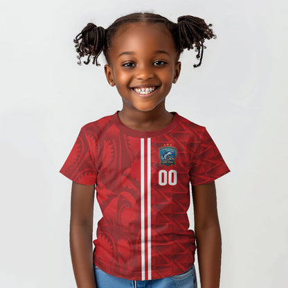 Cabo Verde Kopa di Mundu Custom Kid T shirt Atlantic Waves Red Edition