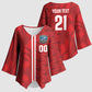 Cabo Verde Kopa di Mundu Custom Kimono Sleeve Blouse Atlantic Waves Red Edition