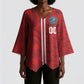 Cabo Verde Kopa di Mundu Custom Kimono Sleeve Blouse Atlantic Waves Red Edition