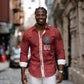 Cabo Verde Kopa di Mundu Custom Long Sleeve Button Shirt Atlantic Waves Red Edition