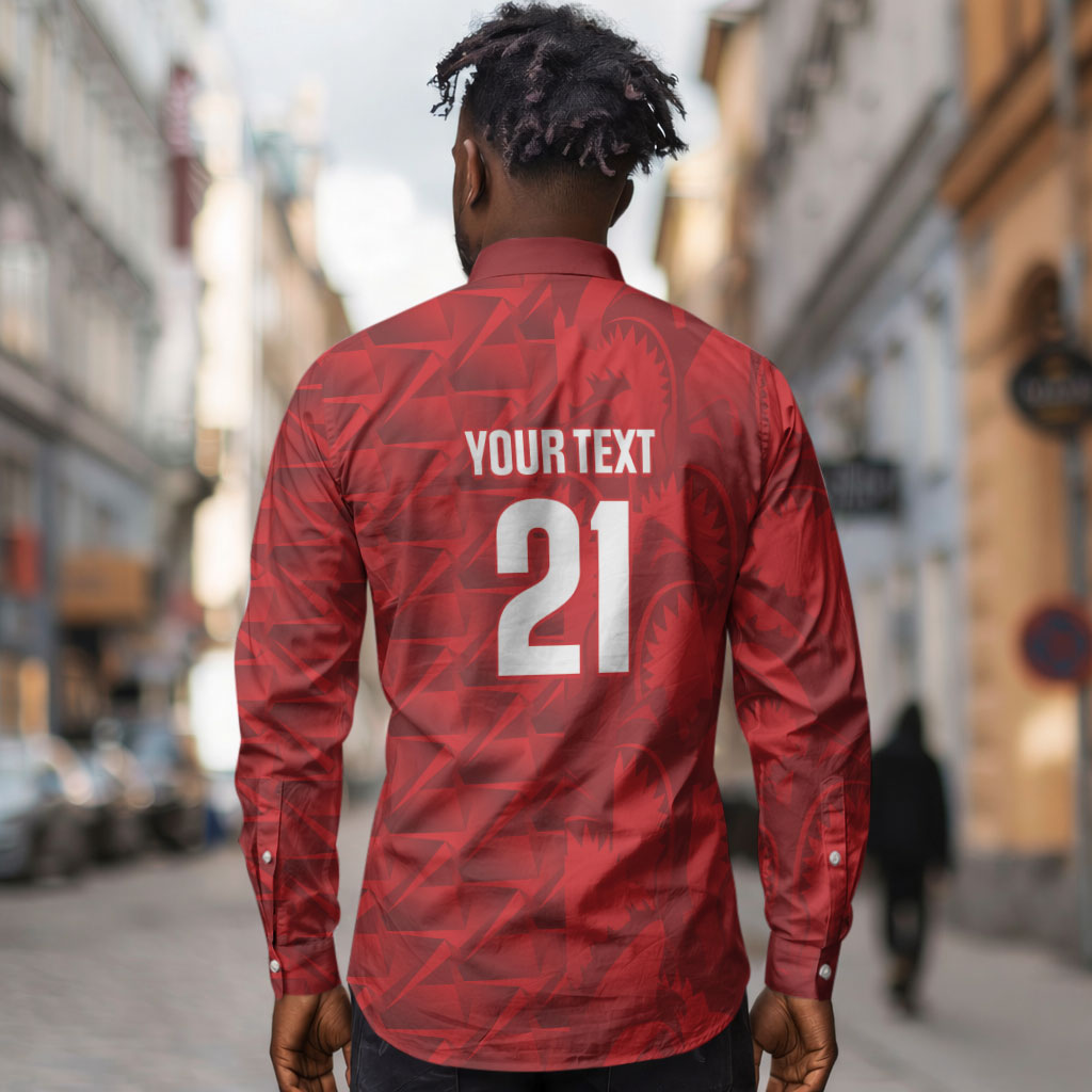 Cabo Verde Kopa di Mundu Custom Long Sleeve Button Shirt Atlantic Waves Red Edition