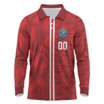 Cabo Verde Kopa di Mundu Custom Long Sleeve Polo Shirt Atlantic Waves Red Edition