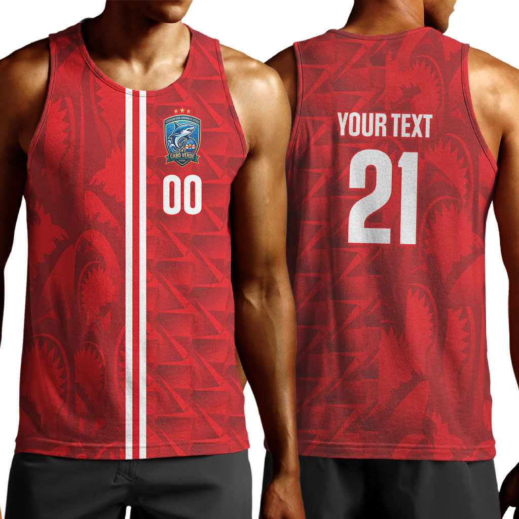 Cabo Verde Kopa di Mundu Custom Men Tank Top Atlantic Waves Red Edition