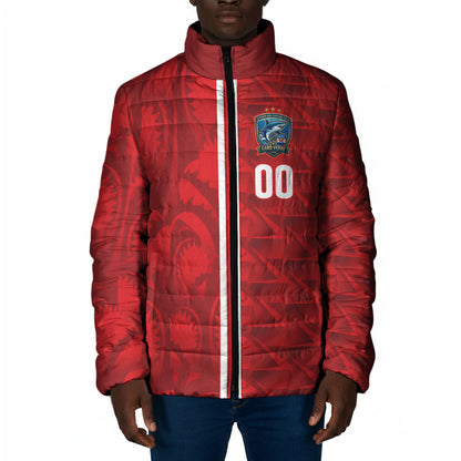 Cabo Verde Kopa di Mundu Custom Padded Jacket Atlantic Waves Red Edition