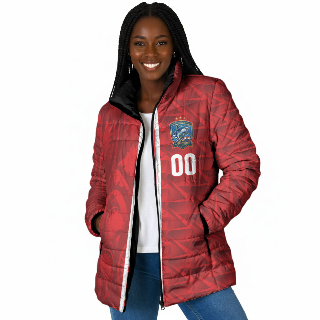 Cabo Verde Kopa di Mundu Custom Padded Jacket Atlantic Waves Red Edition