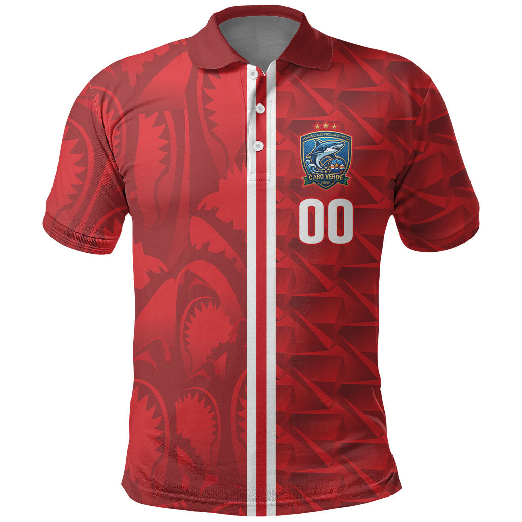 Cabo Verde Kopa di Mundu Custom Polo Shirt Atlantic Waves Red Edition