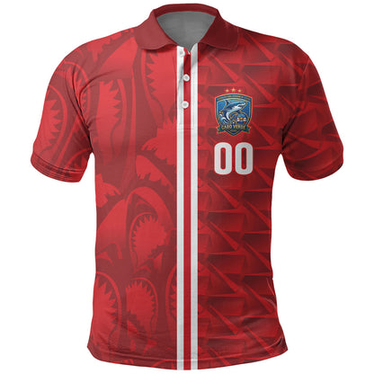 Cabo Verde Kopa di Mundu Custom Polo Shirt Atlantic Waves Red Edition
