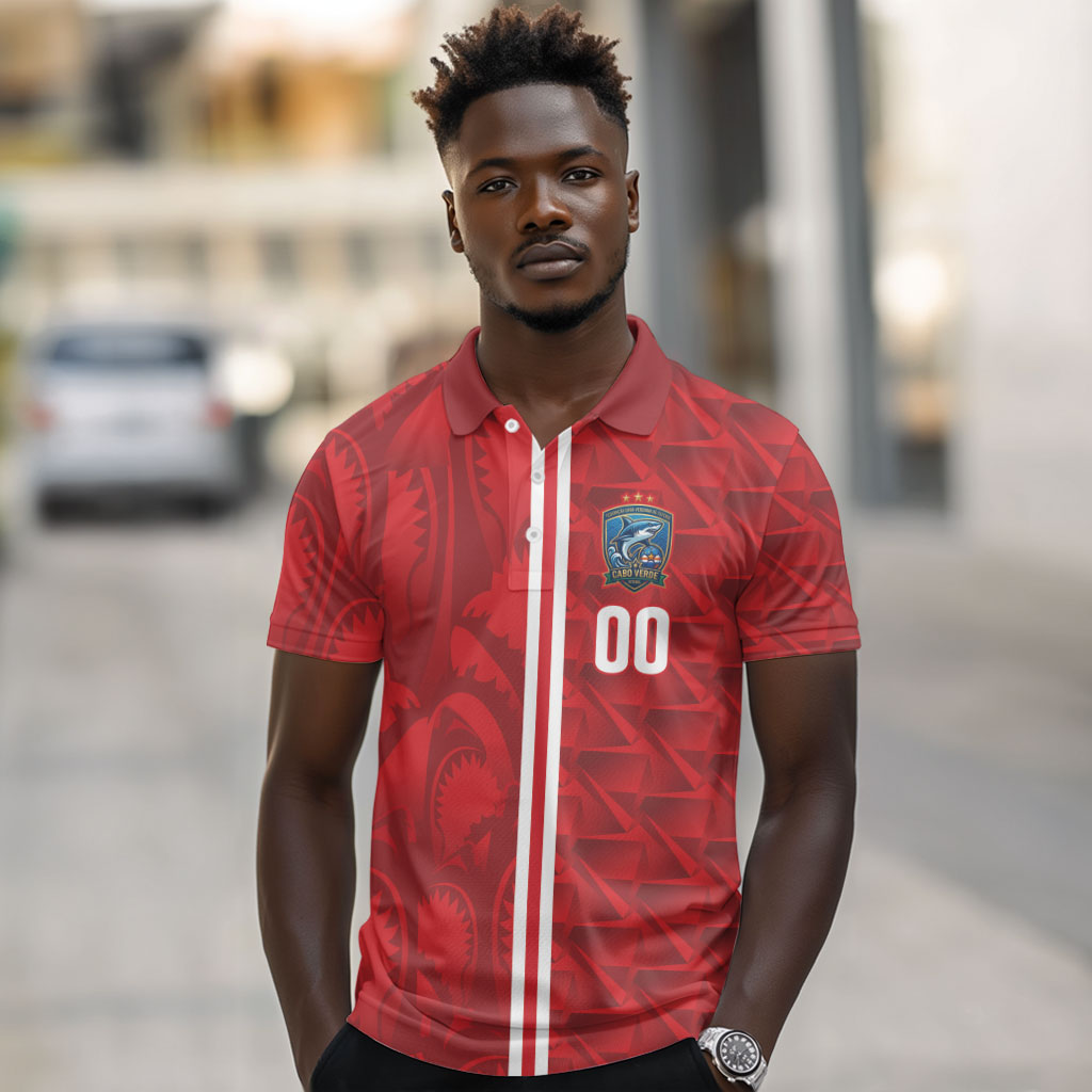 Cabo Verde Kopa di Mundu Custom Polo Shirt Atlantic Waves Red Edition