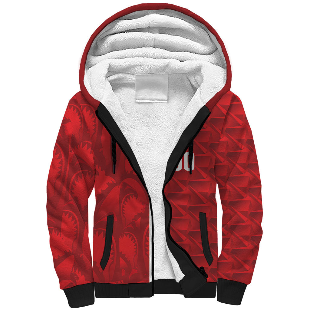 Cabo Verde Kopa di Mundu Custom Sherpa Hoodie Atlantic Waves Red Edition