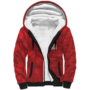 Cabo Verde Kopa di Mundu Custom Sherpa Hoodie Atlantic Waves Red Edition