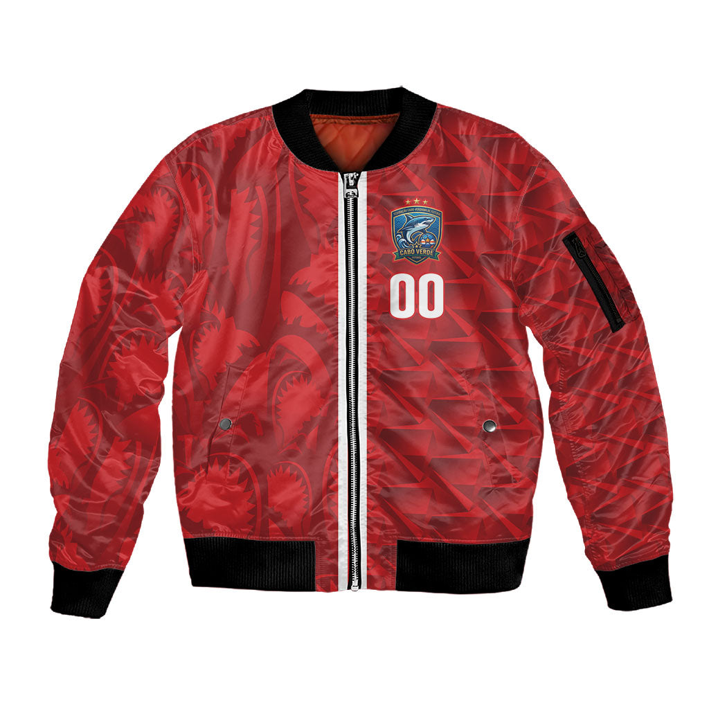Cabo Verde Kopa di Mundu Custom Sleeve Zip Bomber Jacket Atlantic Waves Red Edition