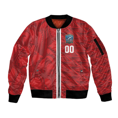 Cabo Verde Kopa di Mundu Custom Sleeve Zip Bomber Jacket Atlantic Waves Red Edition