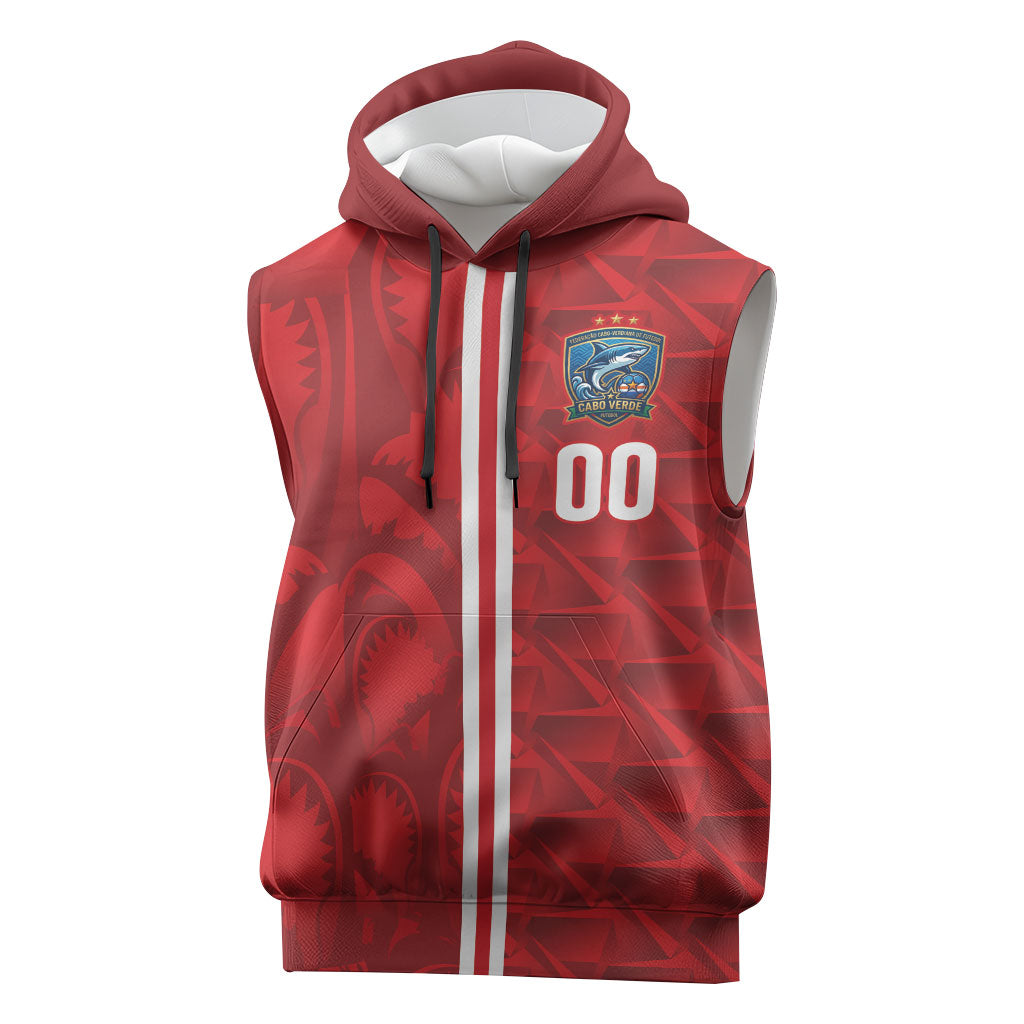 Cabo Verde Kopa di Mundu Custom Sleeveless Hoodie Atlantic Waves Red Edition