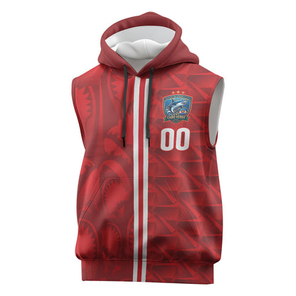 Cabo Verde Kopa di Mundu Custom Sleeveless Hoodie Atlantic Waves Red Edition