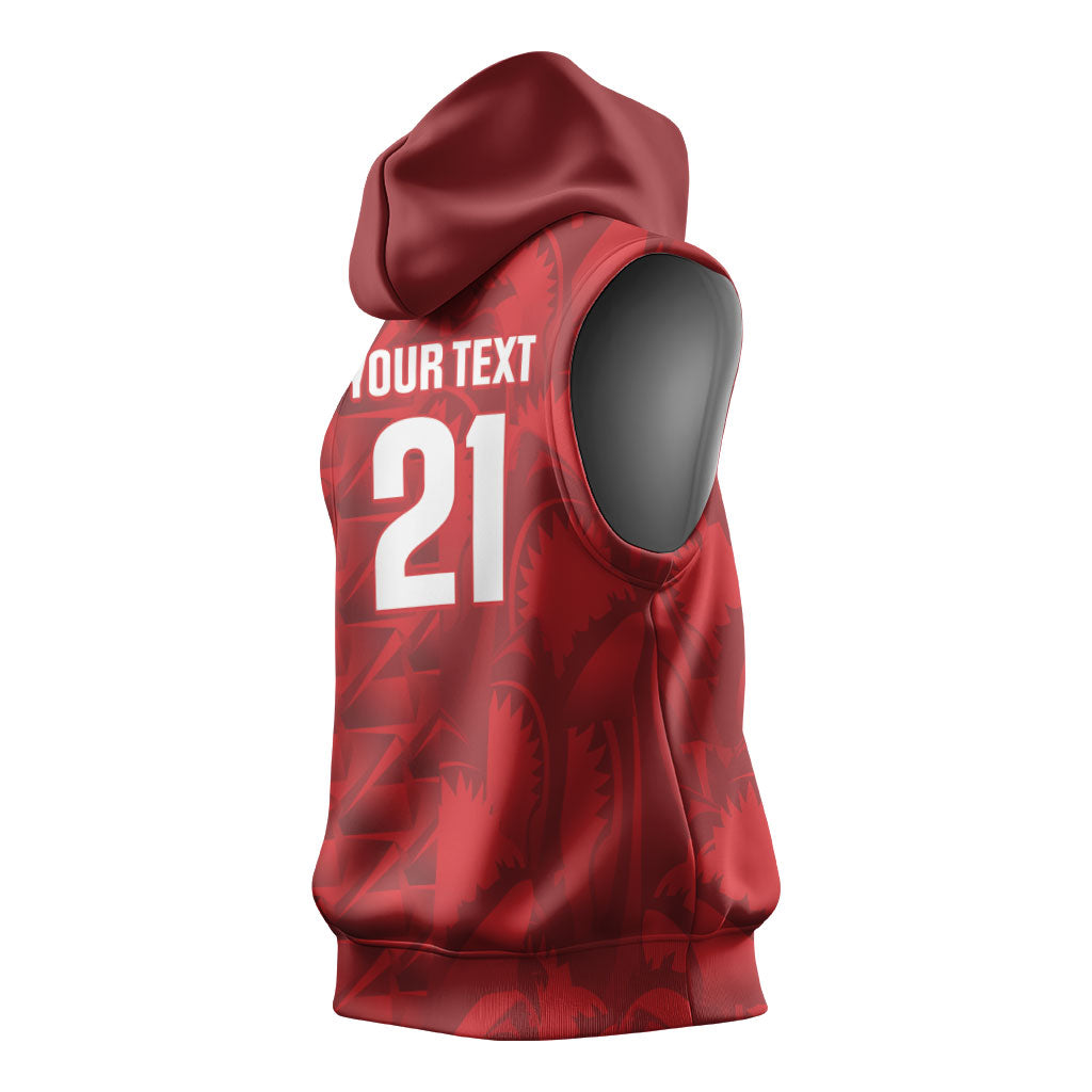 Cabo Verde Kopa di Mundu Custom Sleeveless Hoodie Atlantic Waves Red Edition