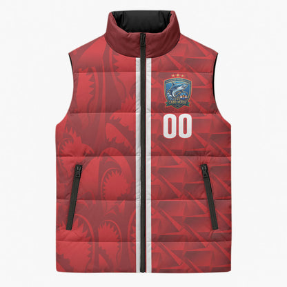 Cabo Verde Kopa di Mundu Custom Sleeveless Puffer Jacket Atlantic Waves Red Edition