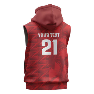 Cabo Verde Kopa di Mundu Custom Sleeveless Zip Hoodie Atlantic Waves Red Edition