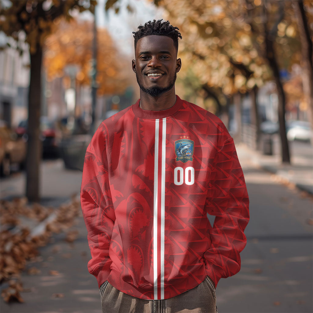 Cabo Verde Kopa di Mundu Custom Sweatshirt Atlantic Waves Red Edition