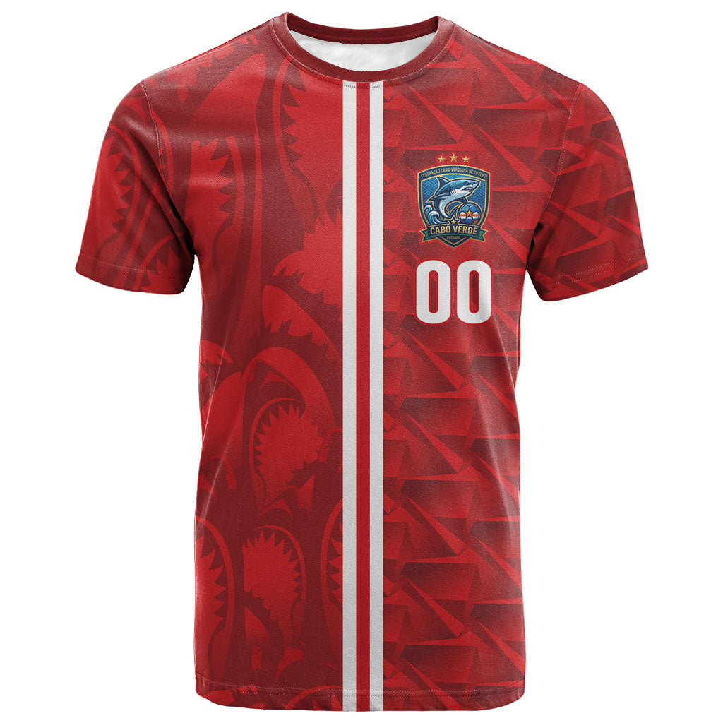 Cabo Verde Kopa di Mundu Custom T shirt Atlantic Waves Red Edition
