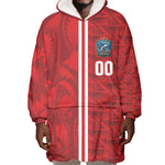 Cabo Verde Kopa di Mundu Custom Wearable Blanket Hoodie Atlantic Waves Red Edition