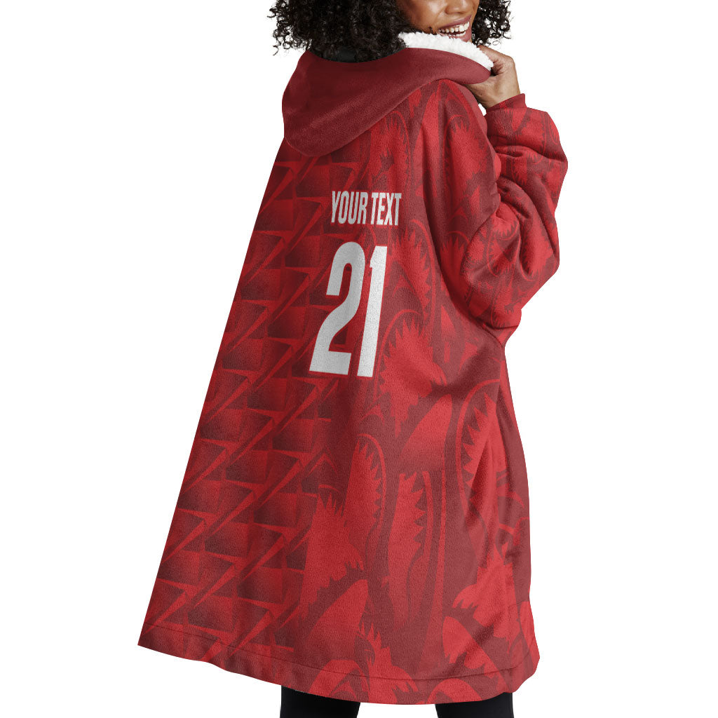 Cabo Verde Kopa di Mundu Custom Wearable Blanket Hoodie Atlantic Waves Red Edition
