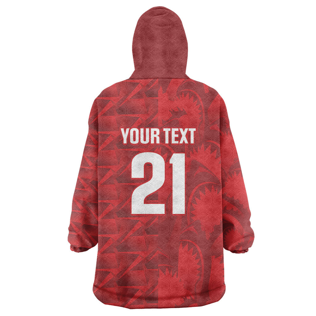 Cabo Verde Kopa di Mundu Custom Wearable Blanket Hoodie Atlantic Waves Red Edition