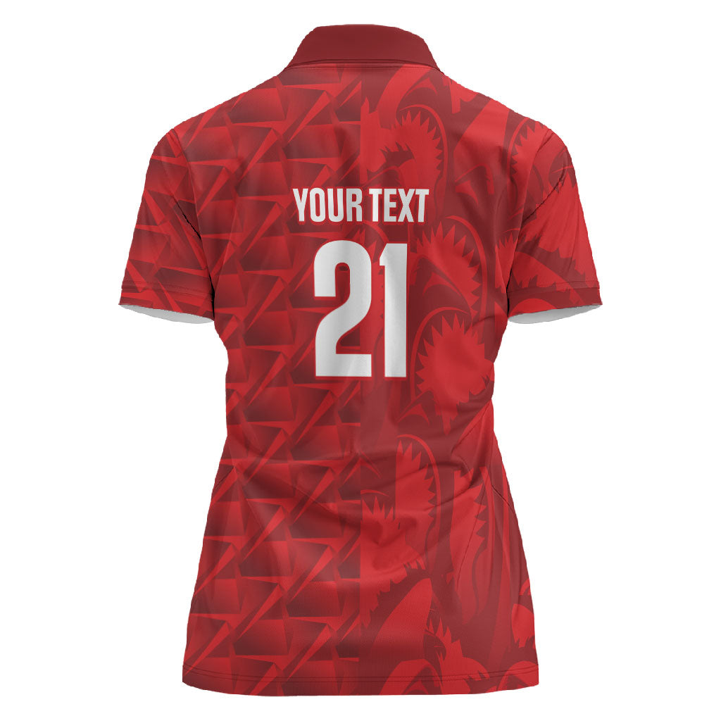 Cabo Verde Kopa di Mundu Custom Women Polo Shirt Atlantic Waves Red Edition
