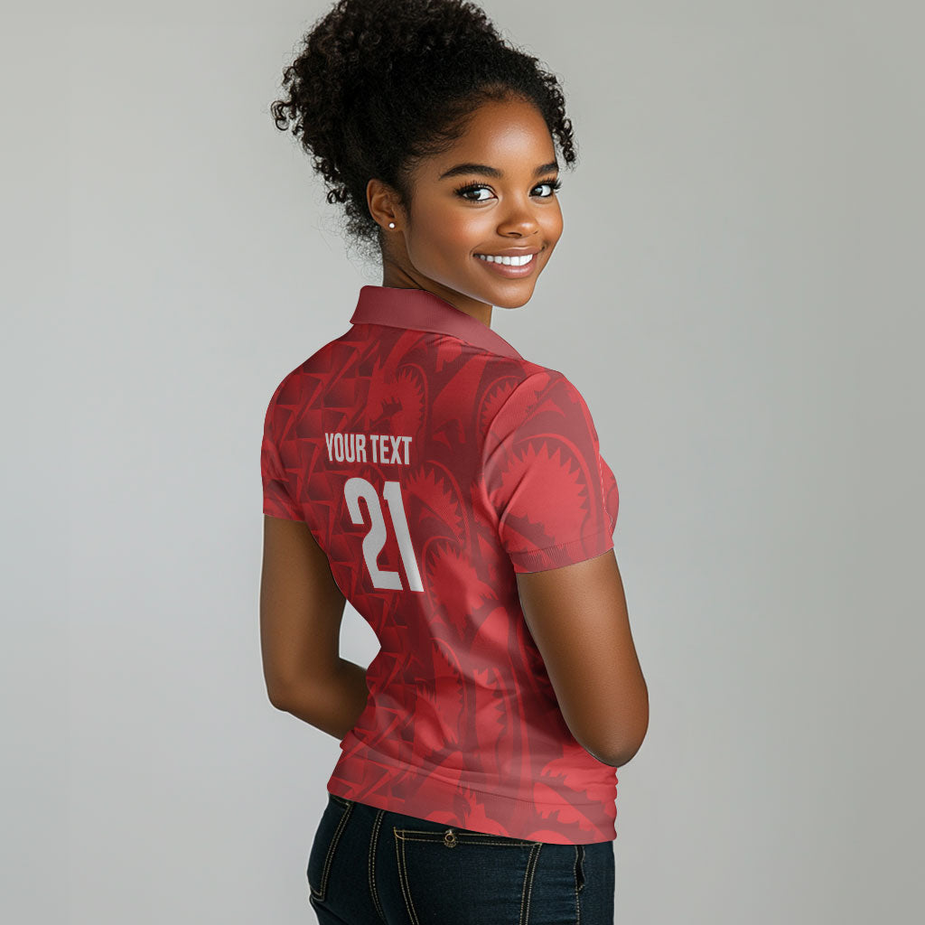 Cabo Verde Kopa di Mundu Custom Women Polo Shirt Atlantic Waves Red Edition