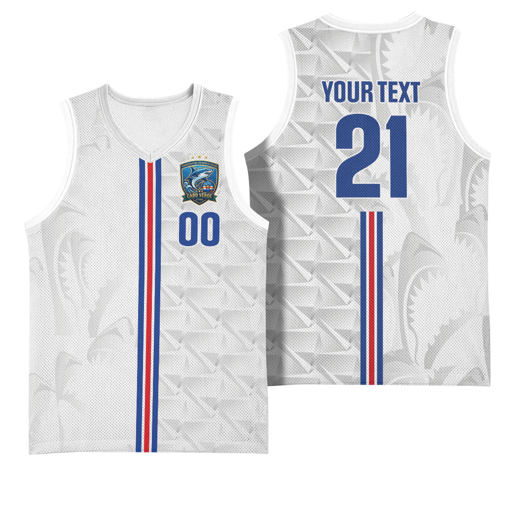 Cabo Verde Kopa di Mundu Custom Basketball Jersey Atlantic Waves White Edition