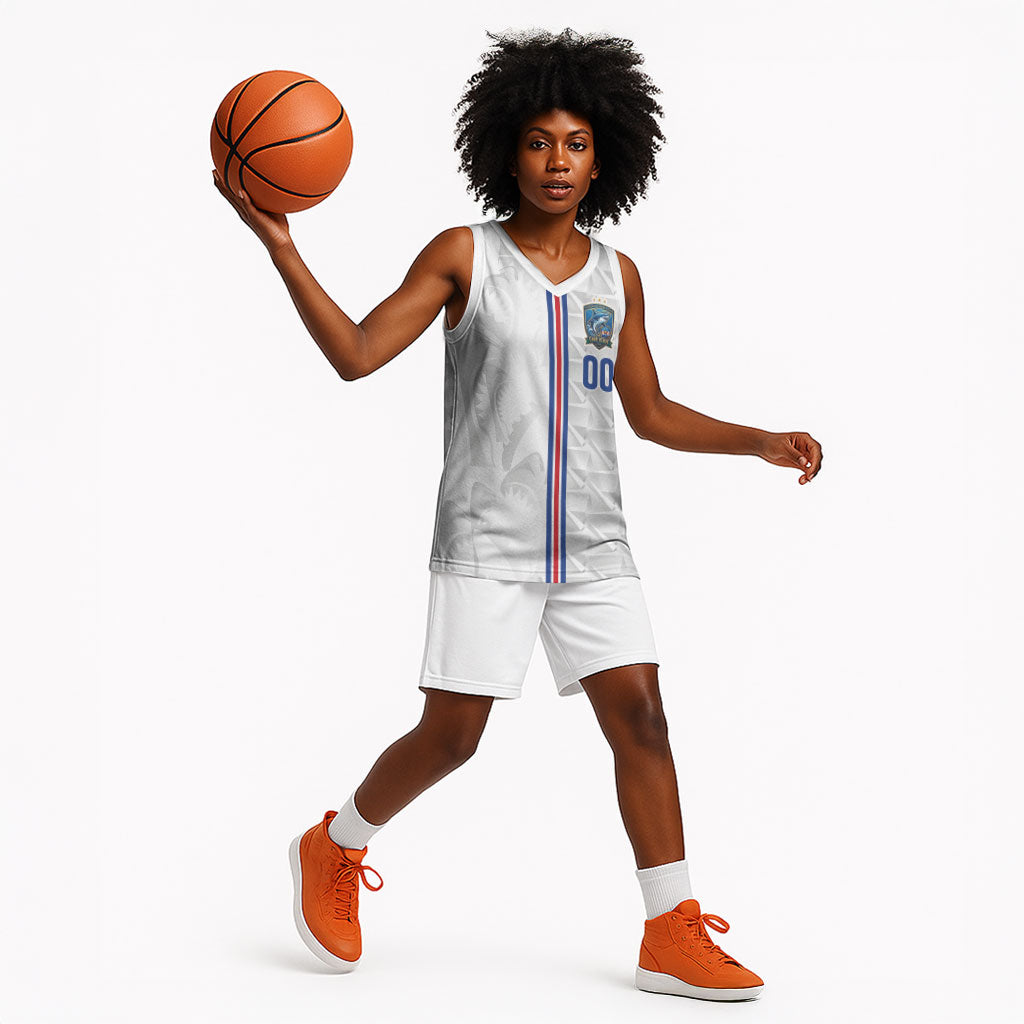 Cabo Verde Kopa di Mundu Custom Basketball Jersey Atlantic Waves White Edition