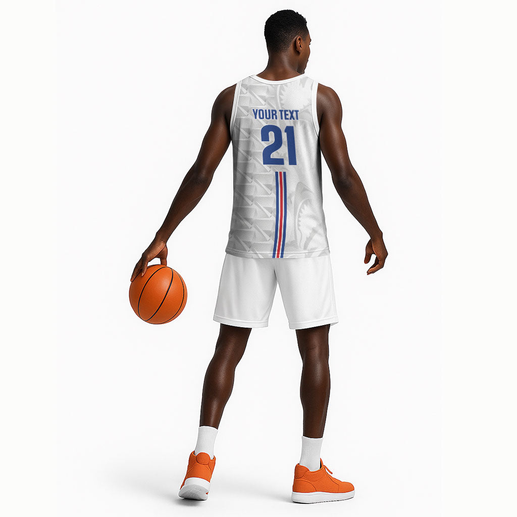 Cabo Verde Kopa di Mundu Custom Basketball Jersey Atlantic Waves White Edition