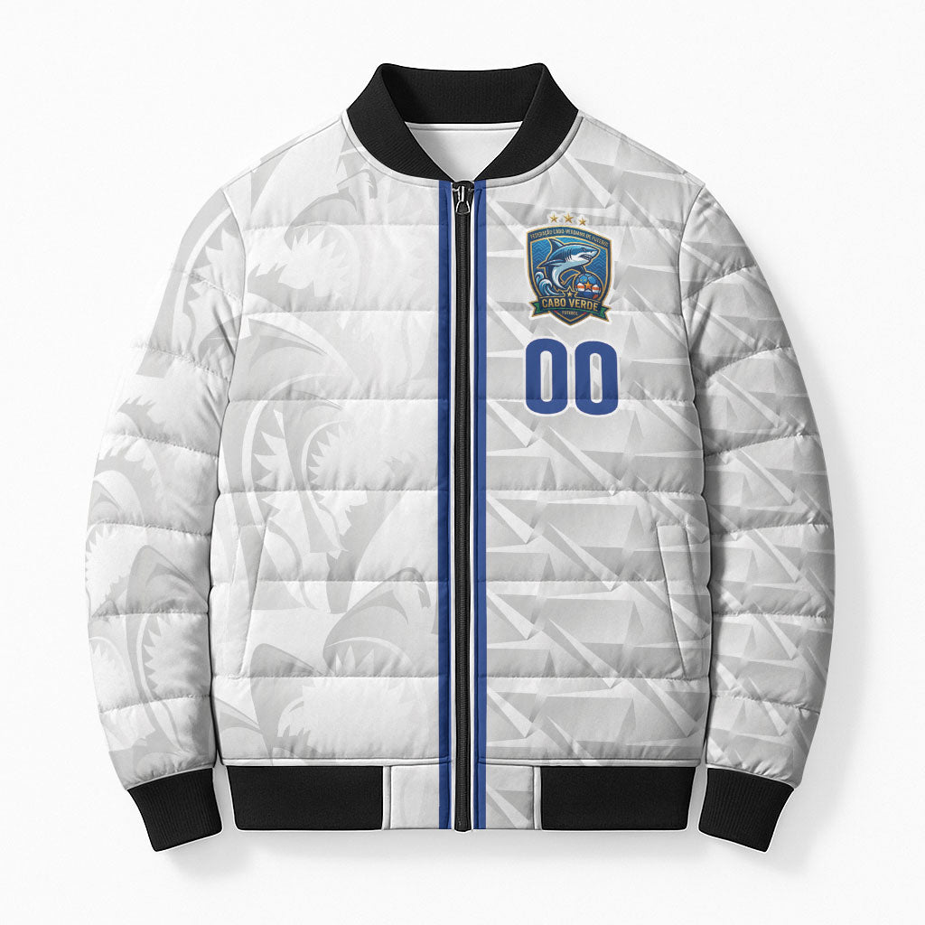 Cabo Verde Kopa di Mundu Custom Bomber Puffer Jacket Atlantic Waves White Edition