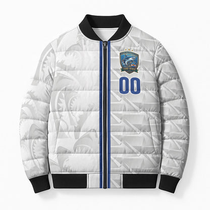 Cabo Verde Kopa di Mundu Custom Bomber Puffer Jacket Atlantic Waves White Edition