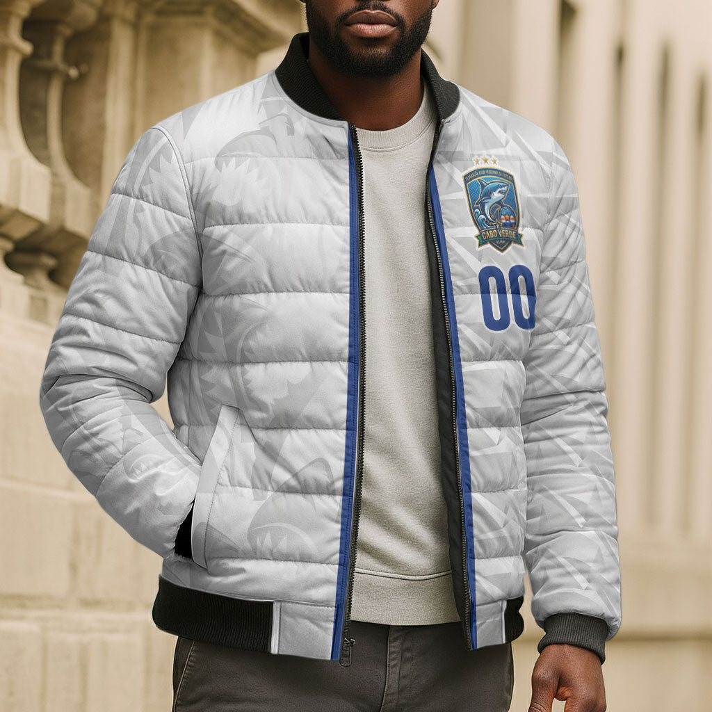 Cabo Verde Kopa di Mundu Custom Bomber Puffer Jacket Atlantic Waves White Edition