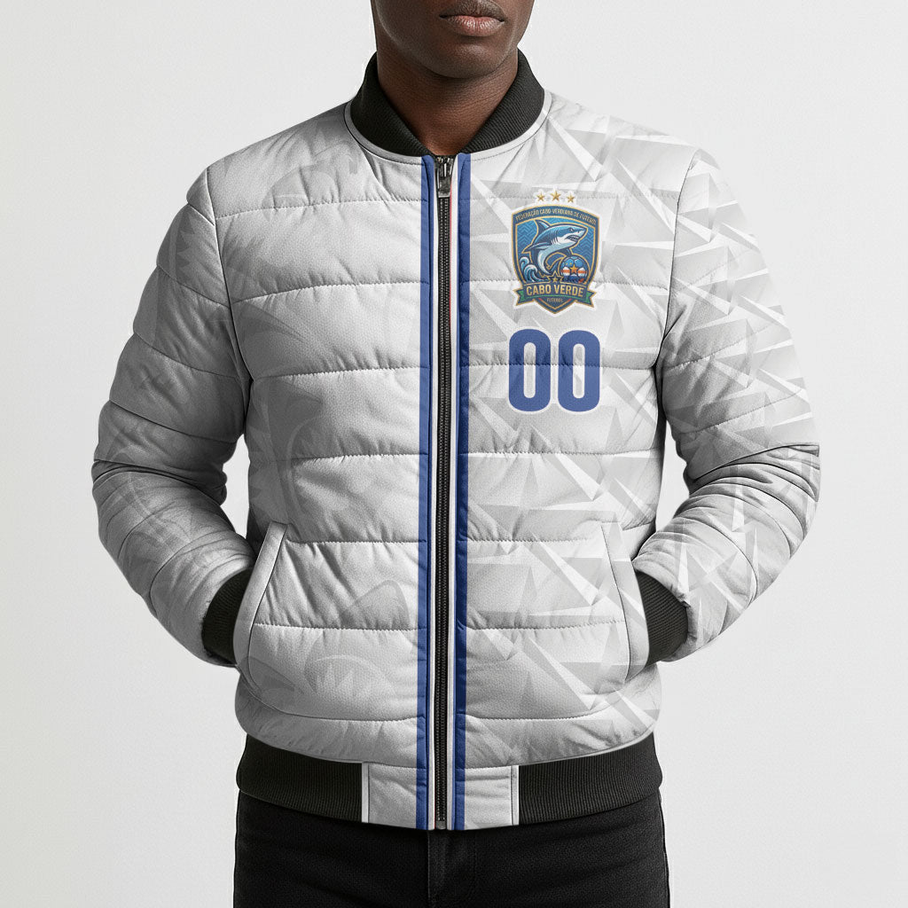 Cabo Verde Kopa di Mundu Custom Bomber Puffer Jacket Atlantic Waves White Edition