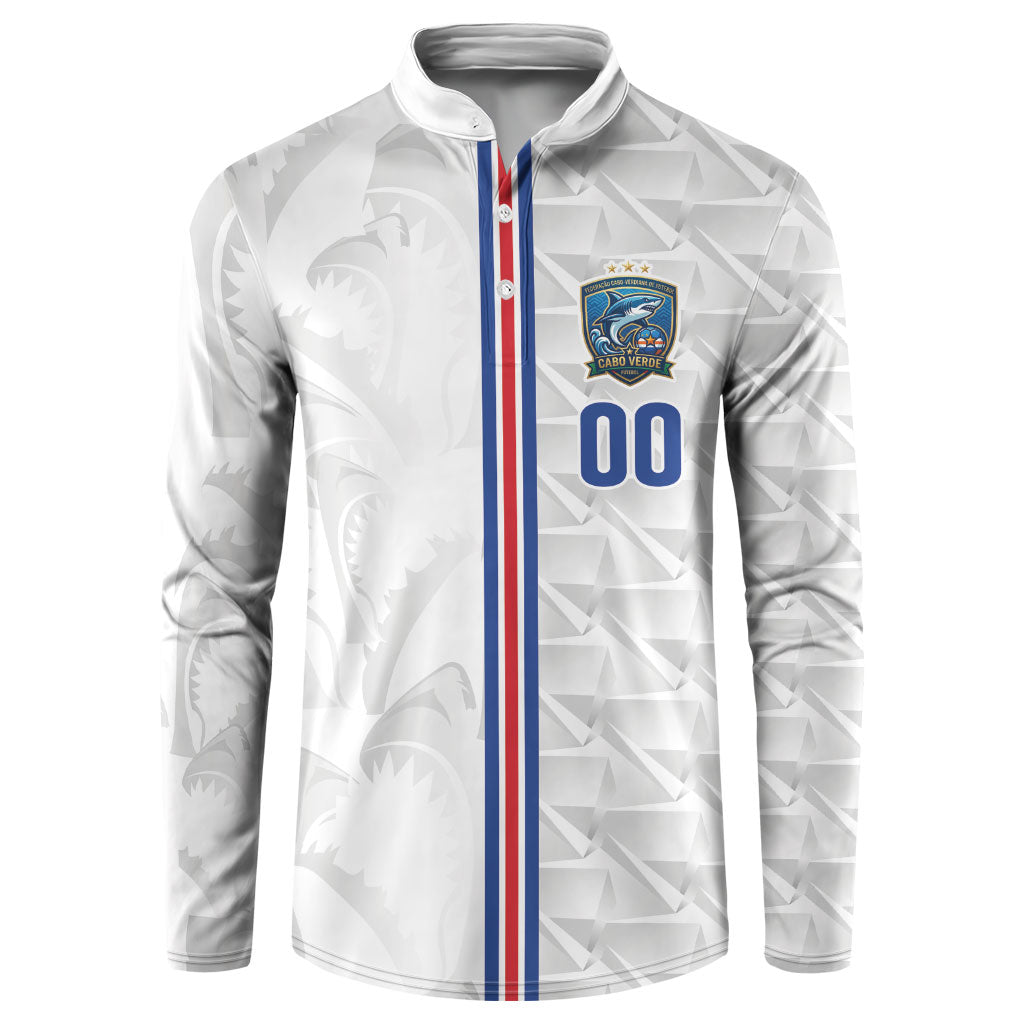 Cabo Verde Kopa di Mundu Custom Button Sweatshirt Atlantic Waves White Edition