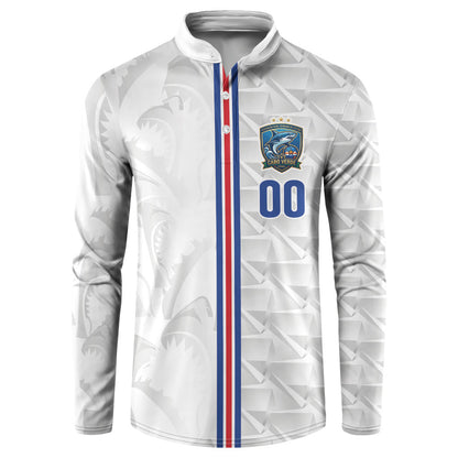 Cabo Verde Kopa di Mundu Custom Button Sweatshirt Atlantic Waves White Edition