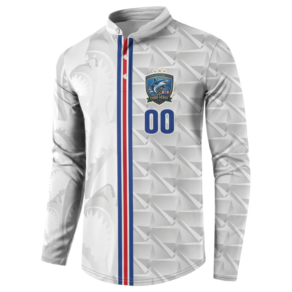 Cabo Verde Kopa di Mundu Custom Button Sweatshirt Atlantic Waves White Edition