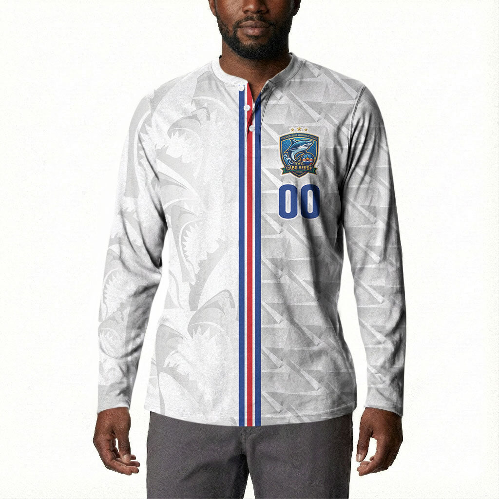 Cabo Verde Kopa di Mundu Custom Button Sweatshirt Atlantic Waves White Edition