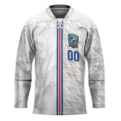 Cabo Verde Kopa di Mundu Custom Hockey Jersey Atlantic Waves White Edition
