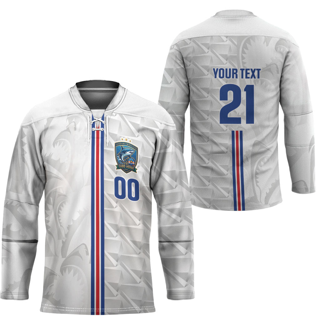 Cabo Verde Kopa di Mundu Custom Hockey Jersey Atlantic Waves White Edition