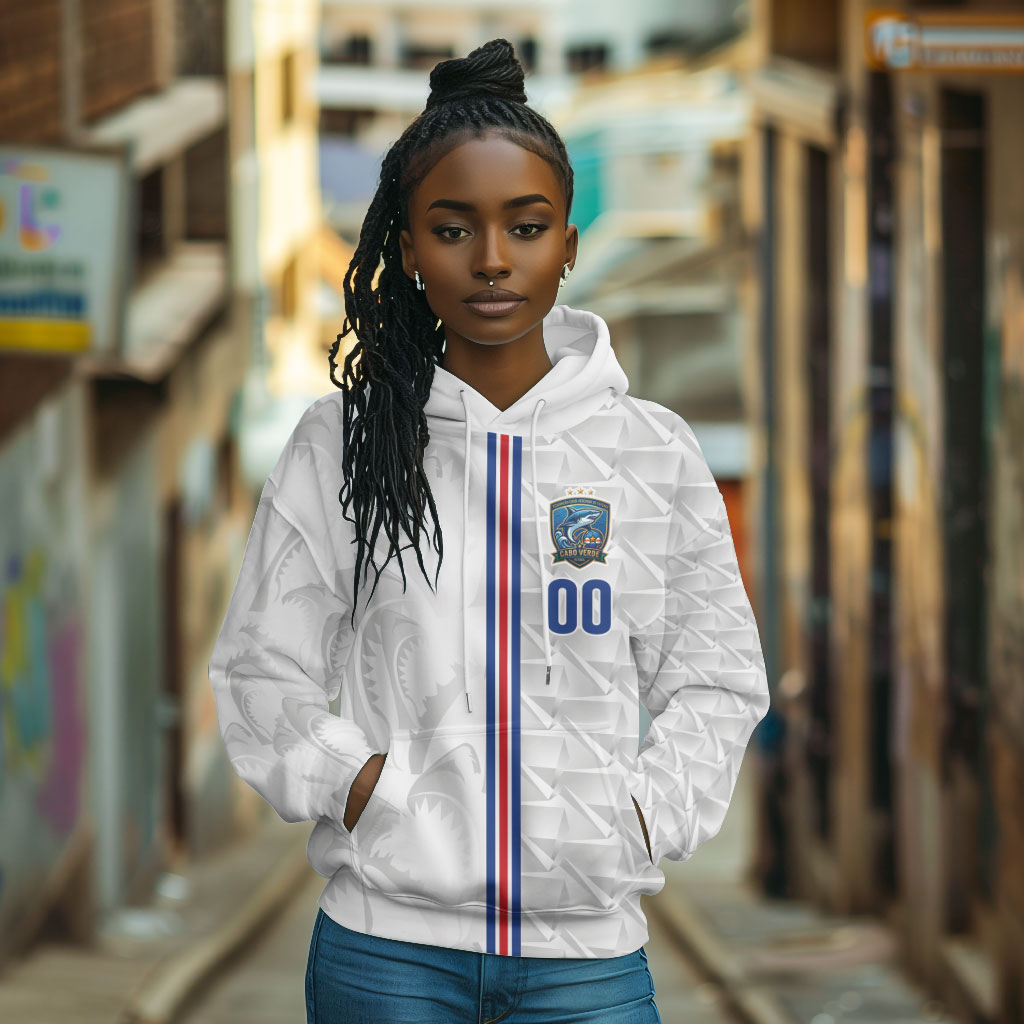 Cabo Verde Kopa di Mundu Custom Hoodie Atlantic Waves White Edition